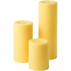 Bougies Pilier Non Parfumées, Jaune, Mister Candle