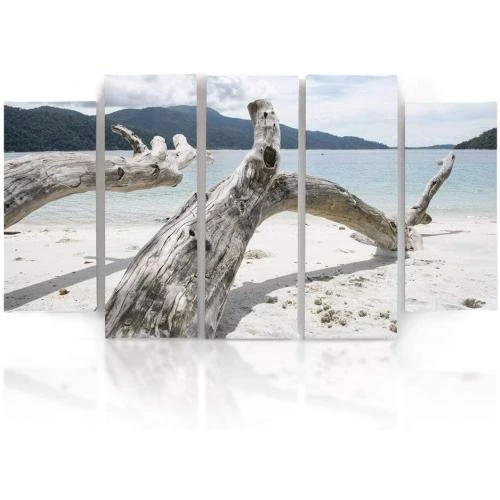 Zoom sur Feeby Tableau Mural Plage Blanc 5 Pièces Décoration