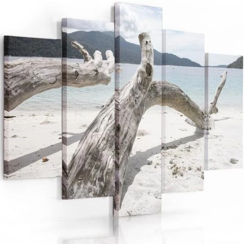 Feeby Tableau Mural Plage Blanc 5 Pièces Décoration - Vue principale