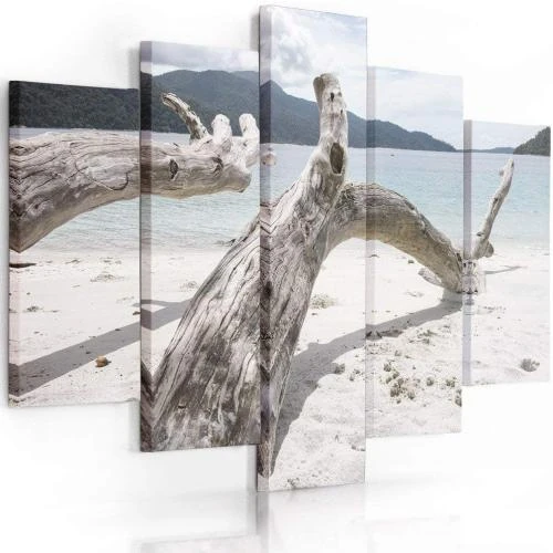 Détail de Feeby Tableau Mural Plage Blanc 5 Pièces Décoration