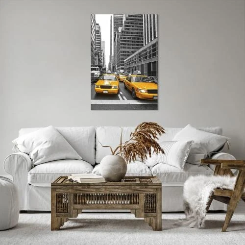 Zoom sur Tableau Toile Moderne Taxi Ville Décoration Murale