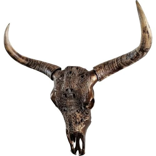 Zoom sur Tête de taureau décoration murale polyrésine luxe moderne