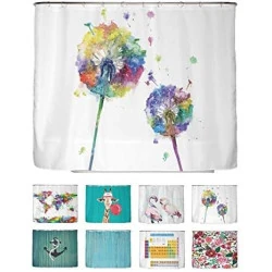 Rideau de Douche Pissenlit Aquarelle - Polyester Résistant et Lavable