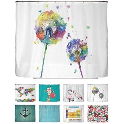 Rideau de Douche Pissenlit Aquarelle - Polyester Résistant et Lavable - Vue principale
