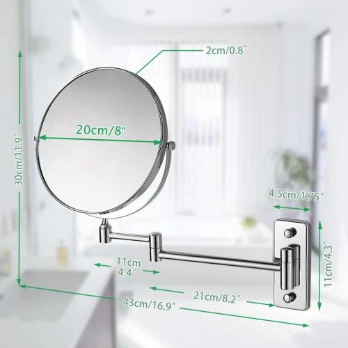 Détail de Miroir cosmétique pivotant 360°, double face, grossissement