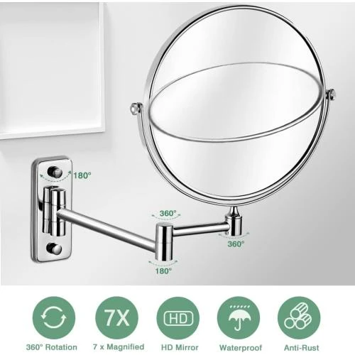 Zoom sur Miroir cosmétique pivotant 360°, double face, grossissement