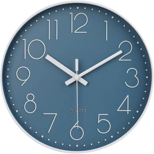 Horloge Murale Ronde Quartz Jomparis, Couleur Céruléenne - Vue principale