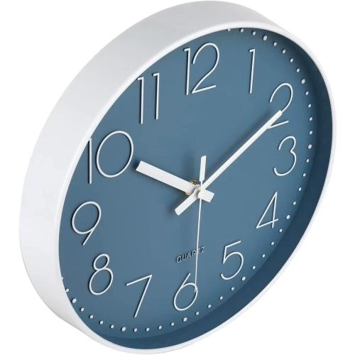 Zoom sur Horloge Murale Ronde Quartz Jomparis, Couleur Céruléenne