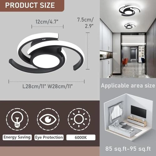 Détail de Plafonnier LED 32W 2550LM, Luminaire Moderne Blanc Froid