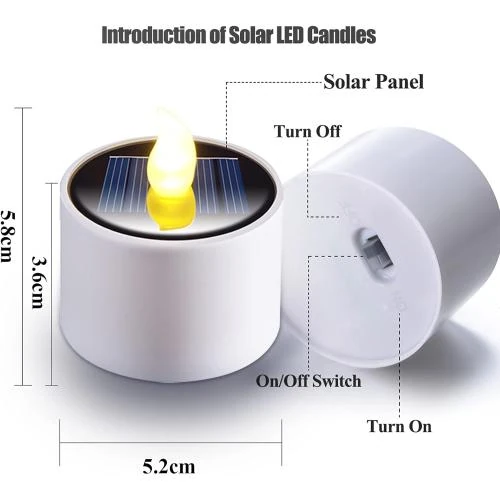 Zoom sur PChero Bougies LED Solaires Rechargeables, Étanches, Blanches