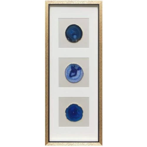 Peinture murale artisanale, bord doré, pierre agate, décor moderne - Vue principale