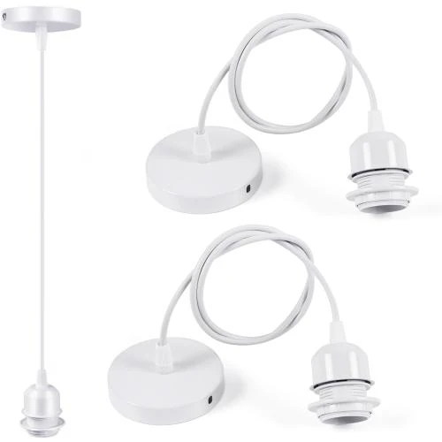 Cable Suspension Luminaire Blanc E27, Plafonnier Cuisine, Bar - Vue principale