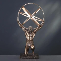 Statue Atlas Dieu Grec Antique Bronze Veronese Design en situation