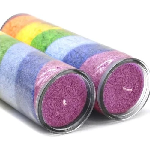 Zoom sur Bougies parfumées en verre Chakra, lot de 2, multicolores