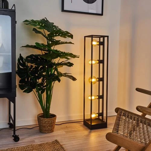 Lampadaire Hofstein métal noir, luminaire rétro minimaliste - Vue principale