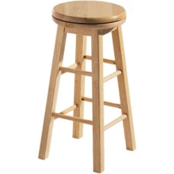 Tabouret Bois Pivotant Hévéa, Design Élégant, Confort Optimal