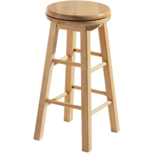 Tabouret Bois Pivotant Hévéa, Design Élégant, Confort Optimal - Vue principale