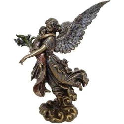 Sculpture Bronze Ange Gardien, Unicorn Studios, Fleur
