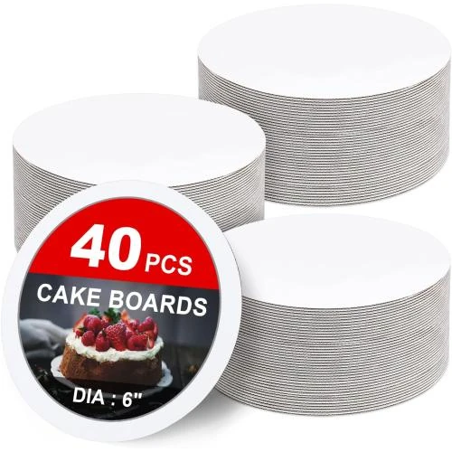 Planche à gâteau ronde en carton, 40 pièces, qualité alimentaire - Vue principale