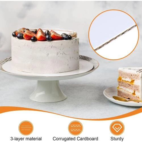 Zoom sur Planche à gâteau ronde en carton, 40 pièces, qualité alimentaire