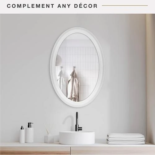 Détail de Miroir Mural Ovale Blanc MCS, Design Élégant