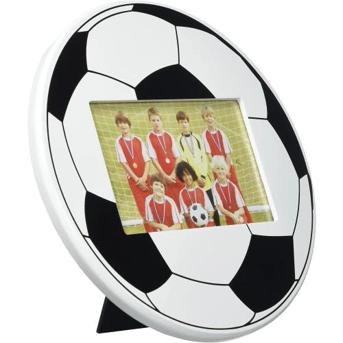 Zoom sur Cadre Photo Ballon de Foot Bois Noir Blanc, Design Sportif