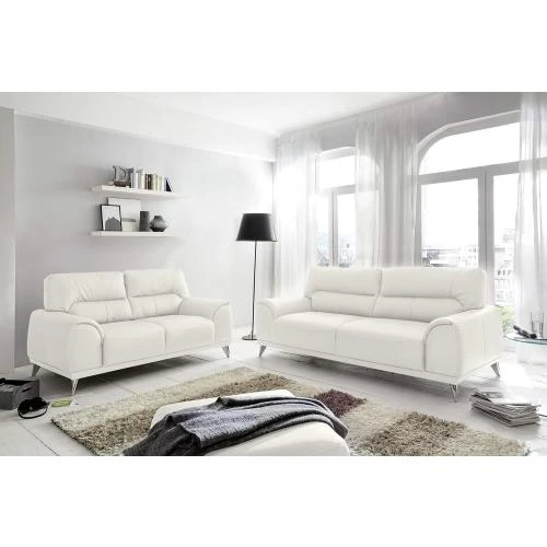 Détail de Canapé 3 places Mivano Frisco, cuir synthétique blanc