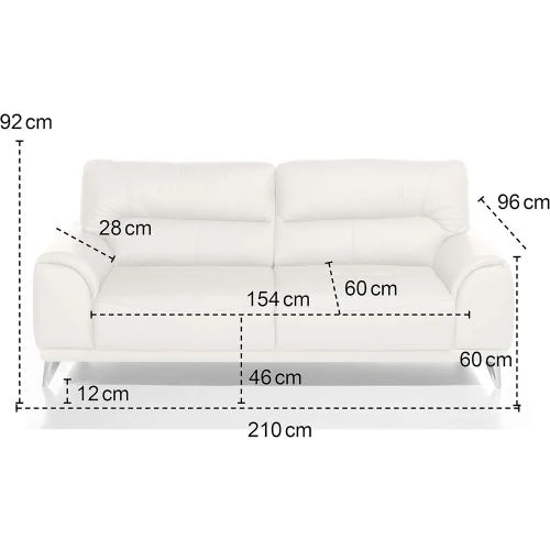 Zoom sur Canapé 3 places Mivano Frisco, cuir synthétique blanc