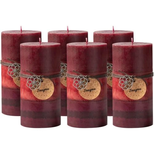 Bougies piliers rouges Royal Imports, lot de 6, décoration - Vue principale