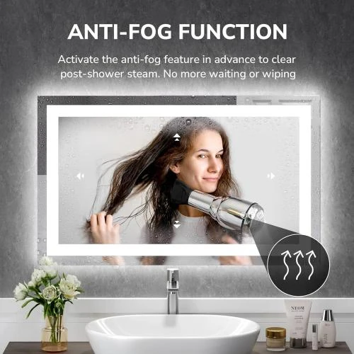 Détail de Miroir Salle de Bain Double LED, Anti-buée, Verre Securité