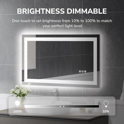 Zoom sur Miroir Salle de Bain Double LED, Anti-buée, Verre Securité