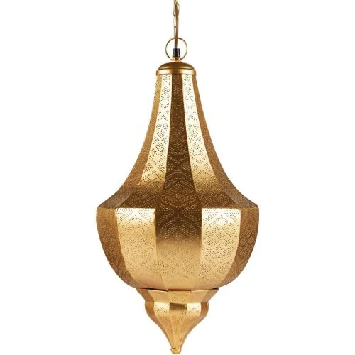 Zoom sur Lampe Suspension Marrakesch, Luminaire Marocain Doré, Vintage