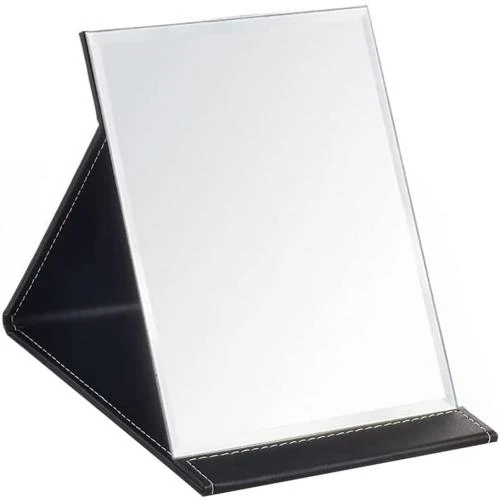Miroir de Bureau Portable Cuir PU Pliable Noir - Vue principale