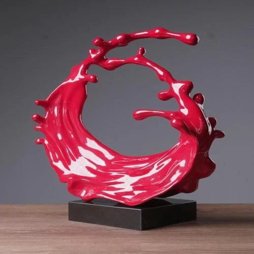 Zoom sur Sculpture Moderne Vagues de Mer en Résine pour Décoration Maison