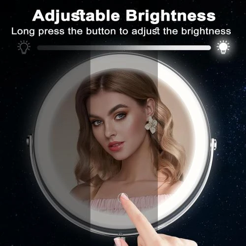 Zoom sur Miroir maquillage lumineux rechargeable, double face, 3 couleurs