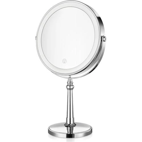 Miroir maquillage lumineux rechargeable, double face, 3 couleurs - Vue principale