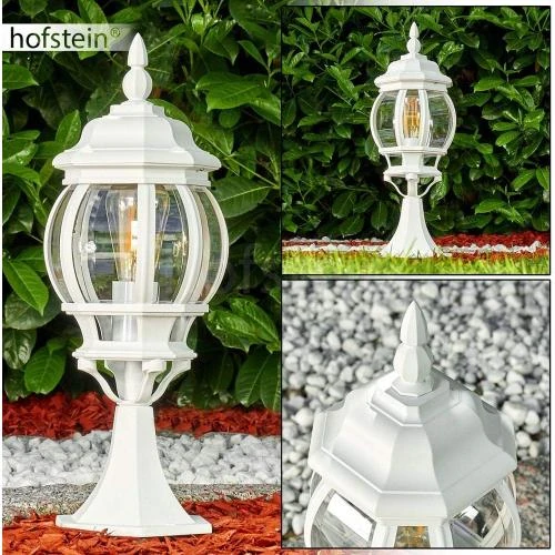 Détail de Borne extérieure vintage aluminium blanc, luminaire jardin IP44