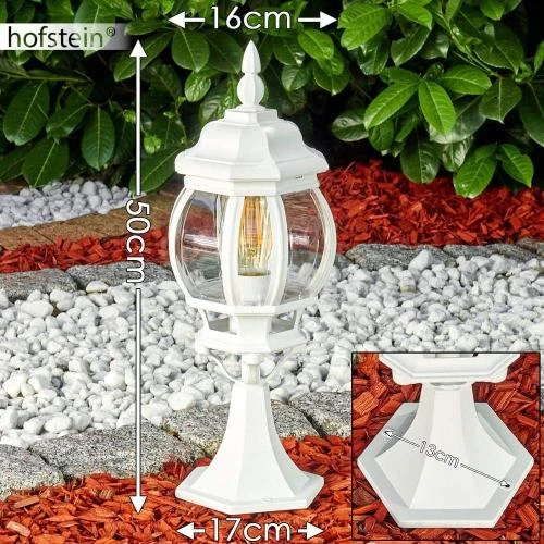 Zoom sur Borne extérieure vintage aluminium blanc, luminaire jardin IP44