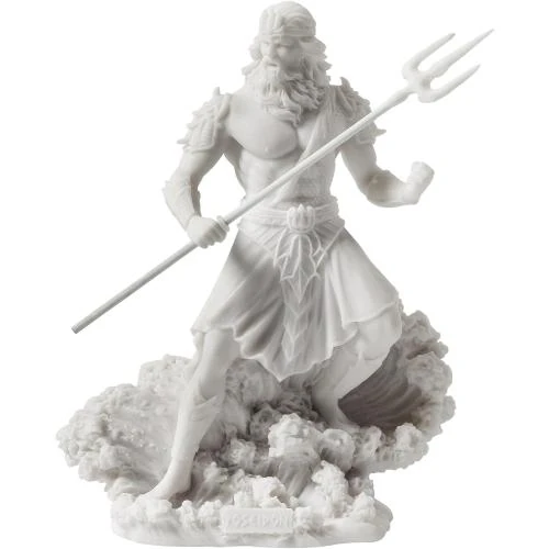 Statue Poseidon, Dieu Grec Mer, Trident, Décoration - Vue principale