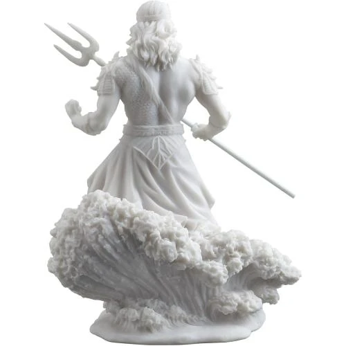 Zoom sur Statue Poseidon, Dieu Grec Mer, Trident, Décoration