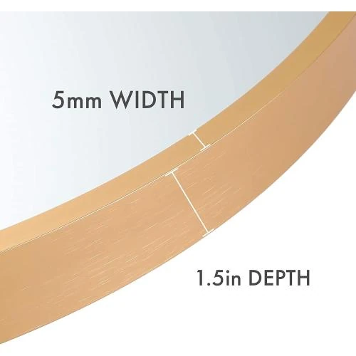 Zoom sur Miroir mural rond SHERBECK, cadre aluminium brossé, doré