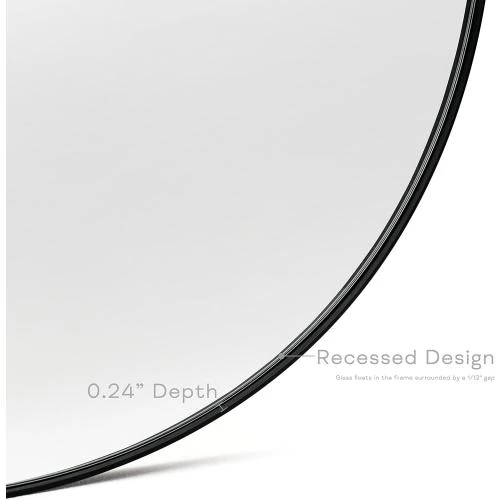 Détail de Miroir Rond Noir Minuover, Cadre Métal, Décoration Intérieure