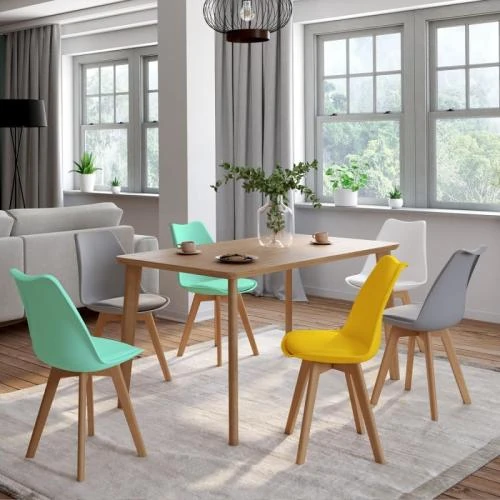 Détail de IDMarket Chaises Scandinaves SARA Lot 6 Couleurs Pastel
