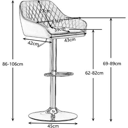 Détail de Tabourets Bar Cuir Synthétique, Repose Pied Métallique, Gris