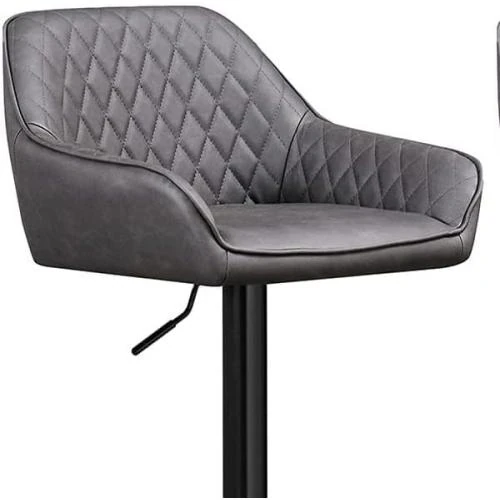 Zoom sur Tabourets Bar Cuir Synthétique, Repose Pied Métallique, Gris
