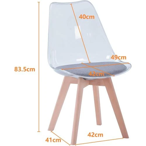 Détail de BenyLed Chaises Salle à Manger Scandinave Acrylique Transparent