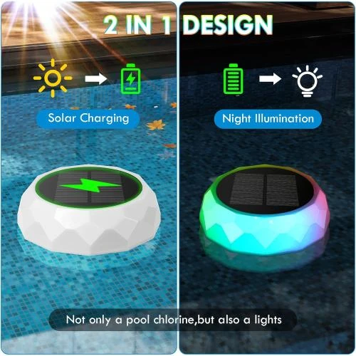 Zoom sur Lumières solaires flottantes RGB, étanches IP68, télécommande