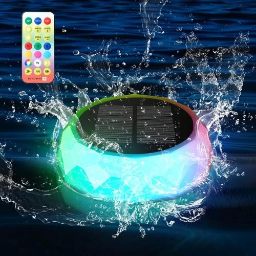 Lumières solaires flottantes RGB, étanches IP68, télécommande - Vue principale
