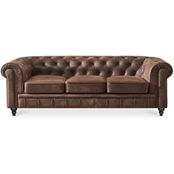 Canapé Chesterfield Vintage 3 Places, Style Intemporel, Confort Luxueux