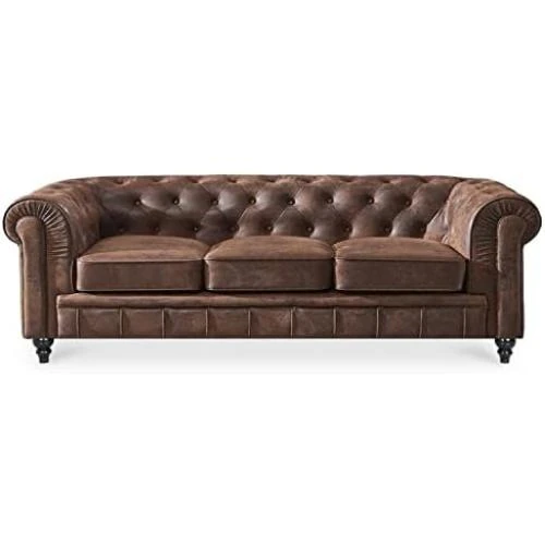 Canapé Chesterfield Vintage 3 Places, Style Intemporel, Confort Luxueux - Vue principale